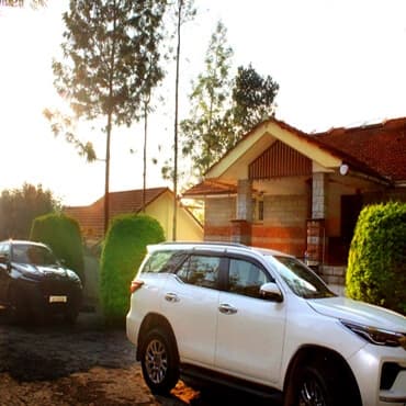 Parking outside the bungalow