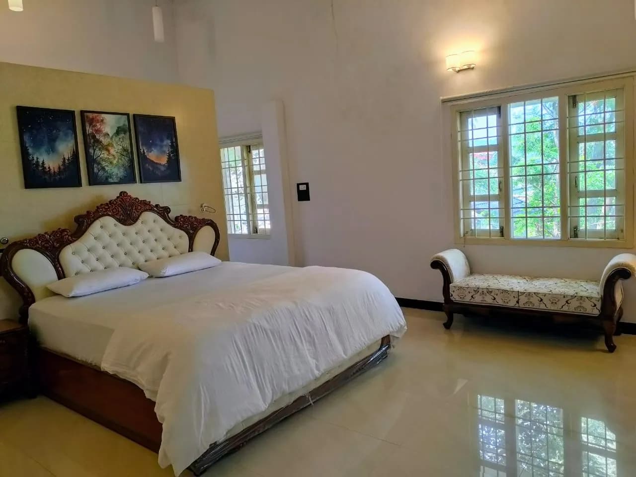 Bedroom with window-side seating